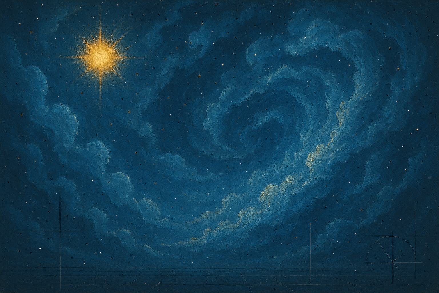 Cosmic sky with golden star